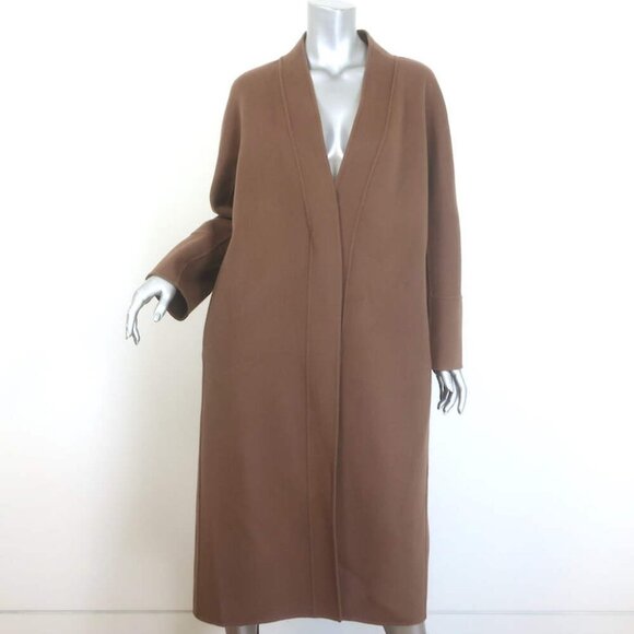 'S Max Mara Calla Belted Wrap Coat Brown Felted Wool Size US 4 - Picture 3 of 13